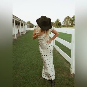 Free People Cream and Black Polka Dot Maxi Dress